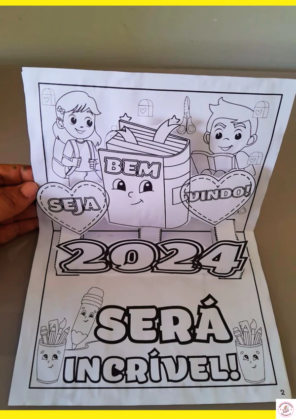 Cartão 3D para colorir Volta Às Aulas - Imagem 4