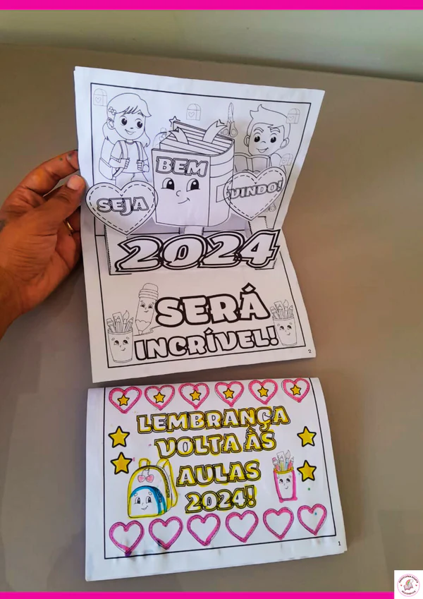 Cartão 3D para colorir Volta Às Aulas - Imagem 2