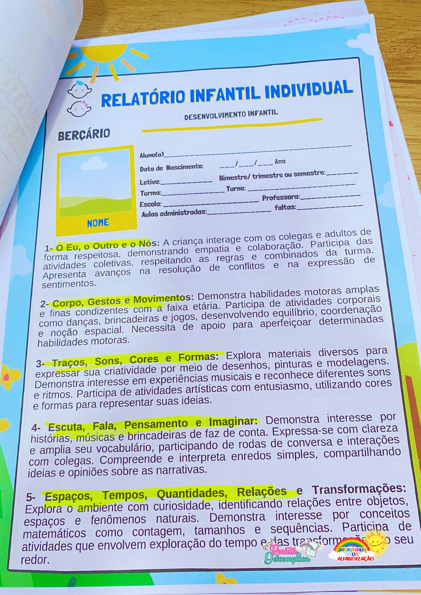 RELATÓRIO DE DESENVOLVIMENTO- EDUCAÇÃO INFANTIL E ESPECIAL | ATUALIZADO 2026 - Imagem 3