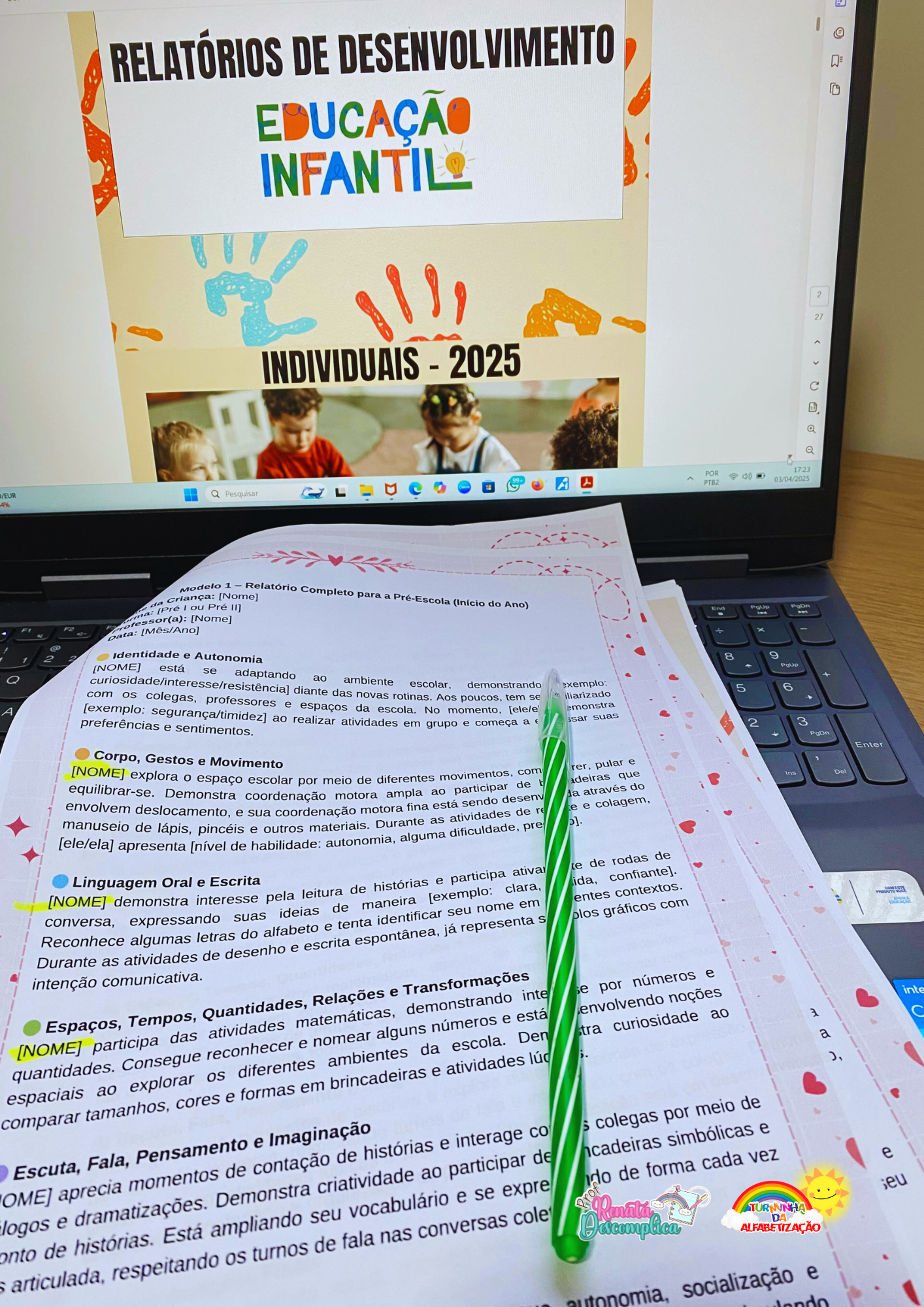 RELATÓRIO DE DESENVOLVIMENTO- EDUCAÇÃO INFANTIL E ESPECIAL | ATUALIZADO 2026 - Imagem 6