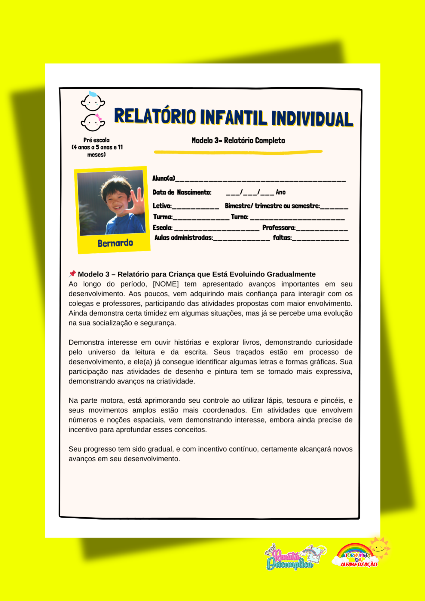 RELATÓRIO DE DESENVOLVIMENTO- EDUCAÇÃO INFANTIL E ESPECIAL | ATUALIZADO 2026 - Imagem 24