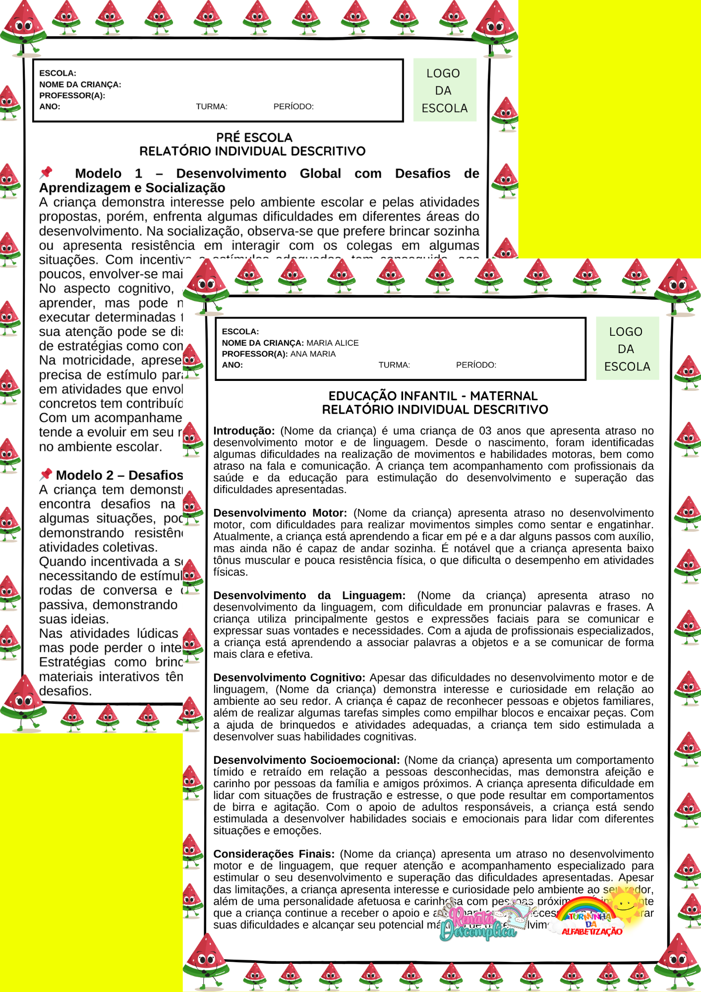 RELATÓRIO DE DESENVOLVIMENTO- EDUCAÇÃO INFANTIL E ESPECIAL | ATUALIZADO 2026 - Imagem 21