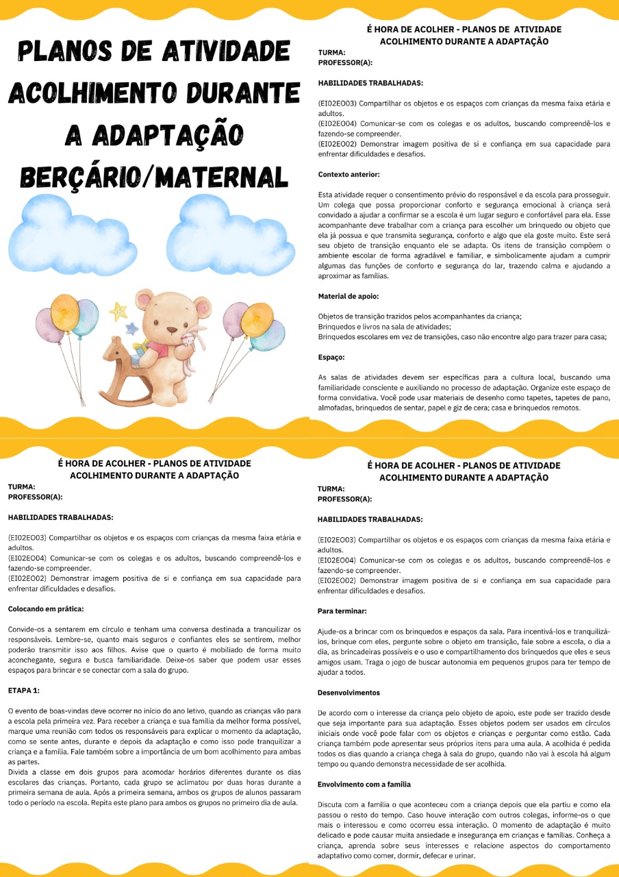 PLANO DE AULA+PROJETO - ADAPTAÇÃO: CARINHO, COLINHO E MUITA DIVERSÃO BERÇÁRIO/MATERNAL - Imagem 9
