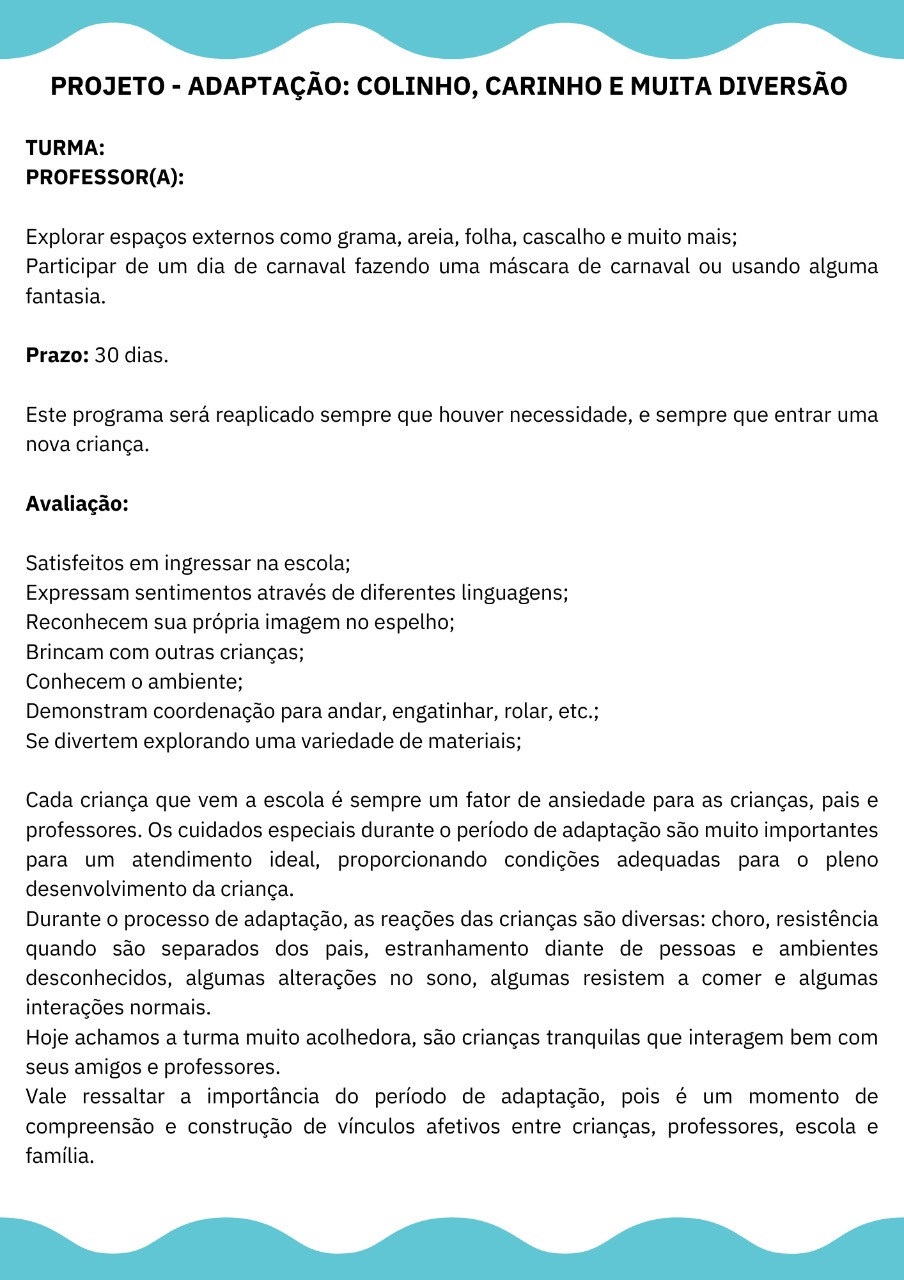 PLANO DE AULA+PROJETO - ADAPTAÇÃO: CARINHO, COLINHO E MUITA DIVERSÃO BERÇÁRIO/MATERNAL - Imagem 7