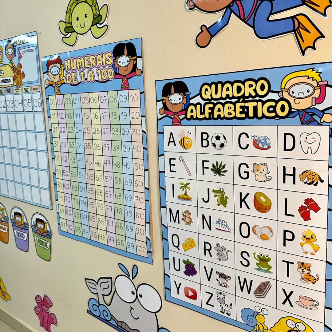 Kit Decoração e recurso sala de aula tema Fundo Do Mar