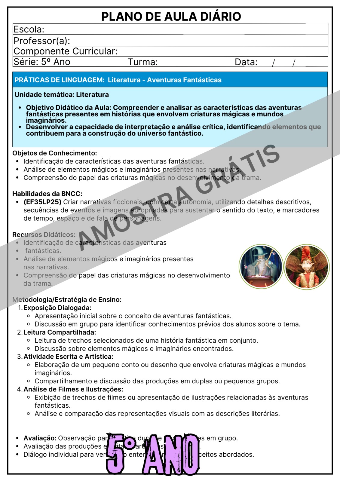 PLANOS DE AULA DIÁRIOS ANUAL 2026 - EDUCAÇÃO INFANTIL E ENSINO FUNDAMENTAL (1º ao 5º Ano) - Imagem 6
