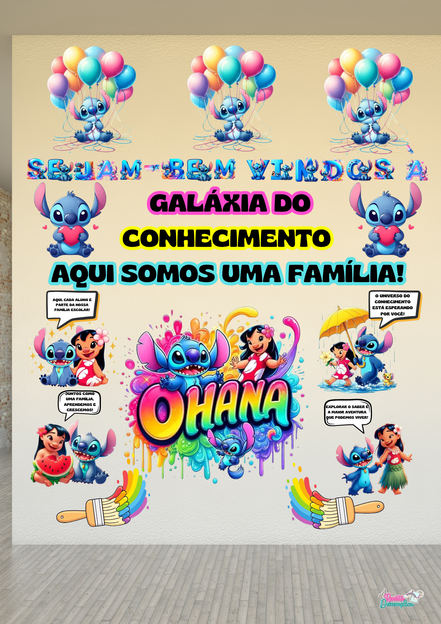 PAINEL VOLTA ÀS AULAS LILO E STITCH - Imagem 3