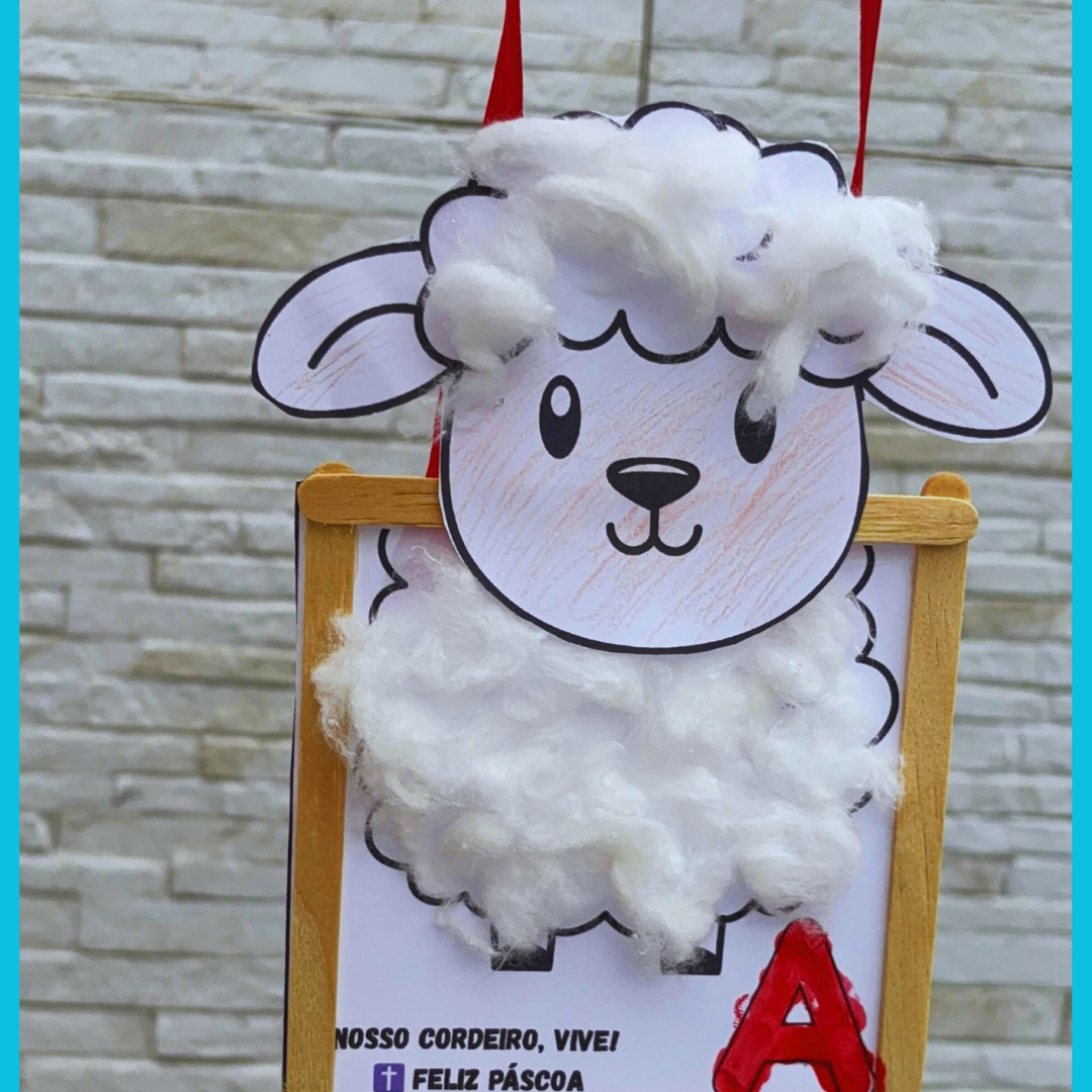 Lembrança de páscoa Crachá – Nosso Cordeiro Vive!