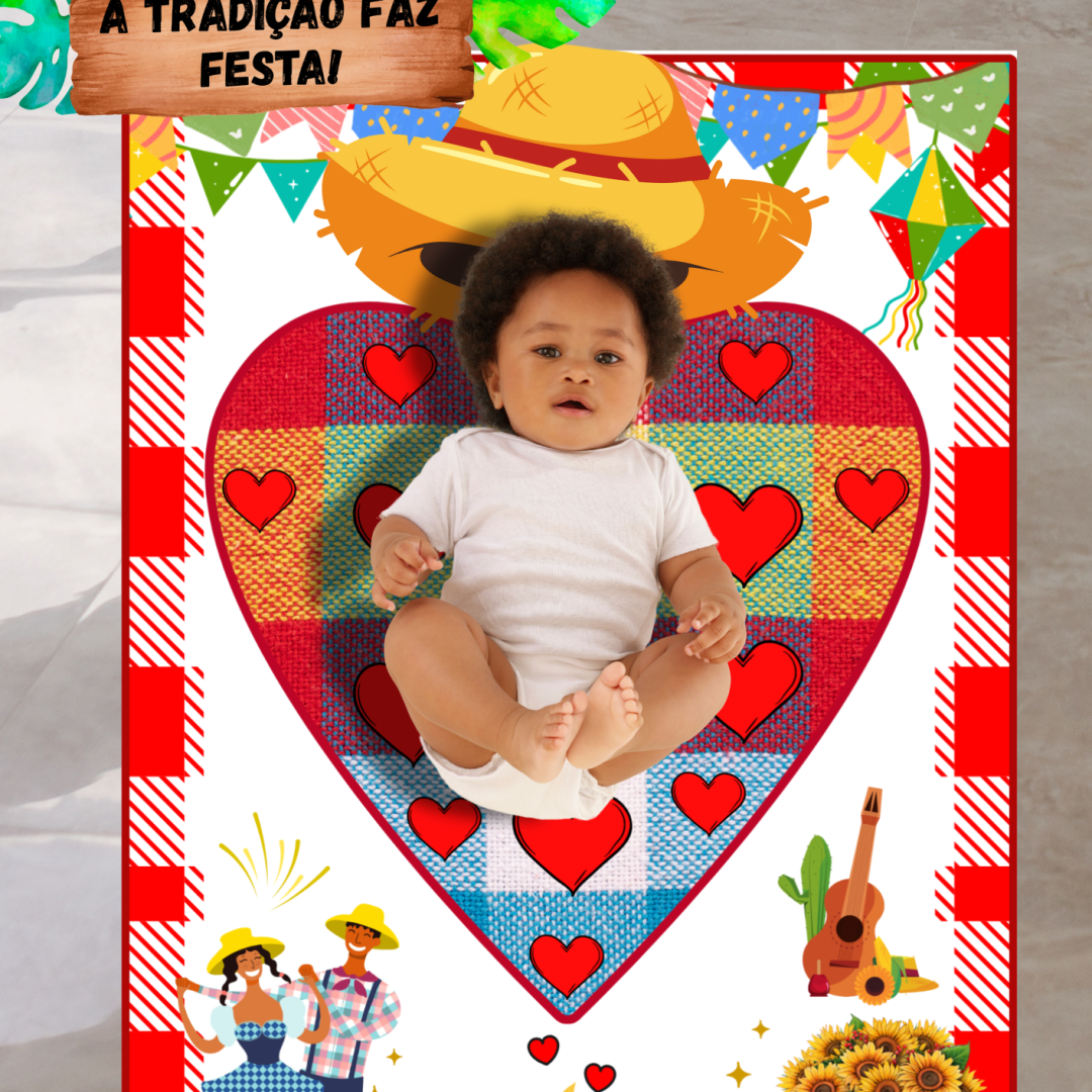 Tapete para fotos Festa junina Coração Caipira