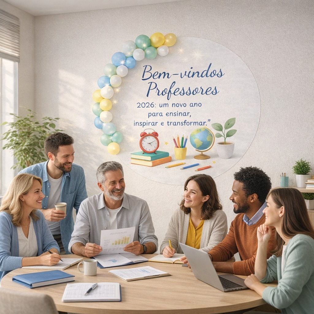 PAINEL BEM-VINDOS PROFESSORES 2026 AZUL - Imagem 9