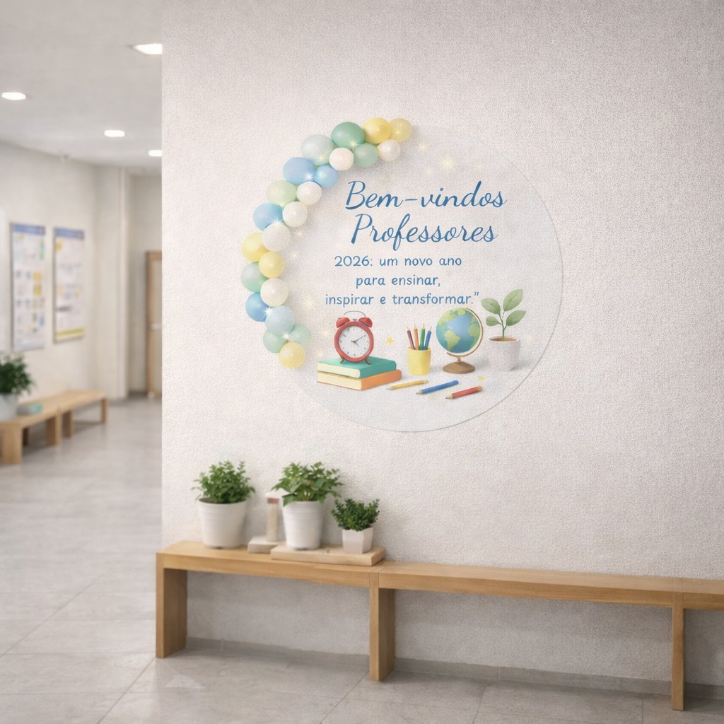 PAINEL BEM-VINDOS PROFESSORES 2026 AZUL - Imagem 7