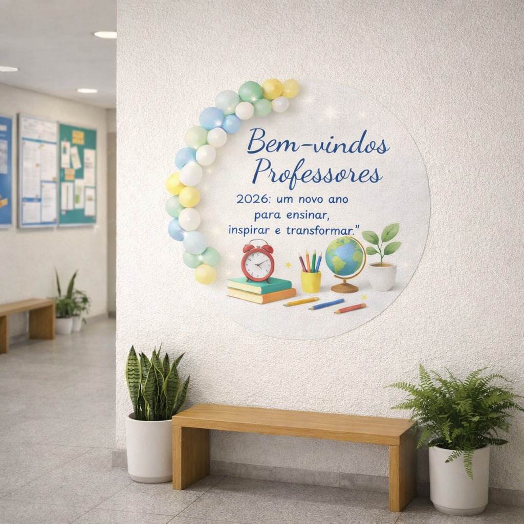 PAINEL BEM-VINDOS PROFESSORES 2026 AZUL - Imagem 6