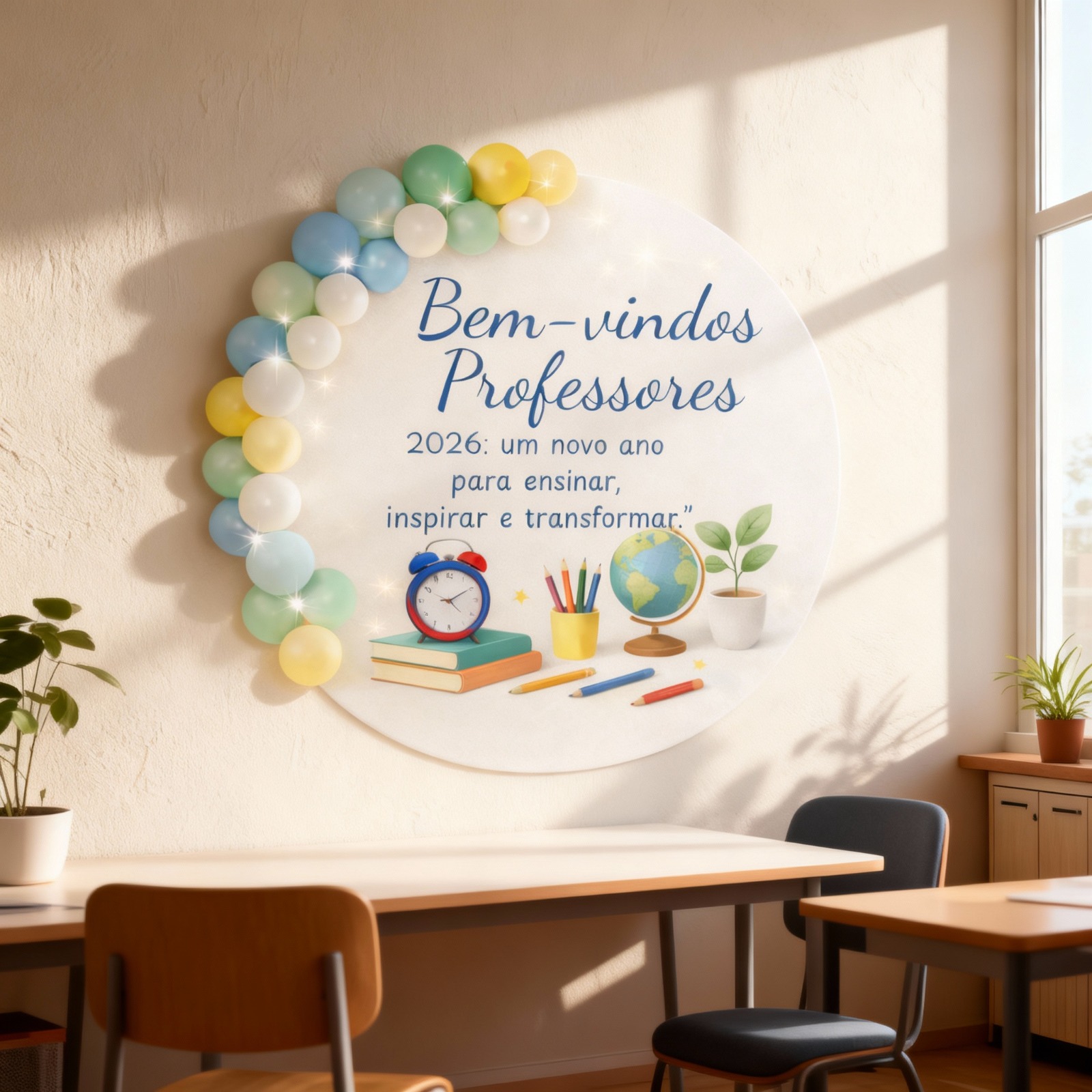 PAINEL BEM-VINDOS PROFESSORES 2026 AZUL - Imagem 4