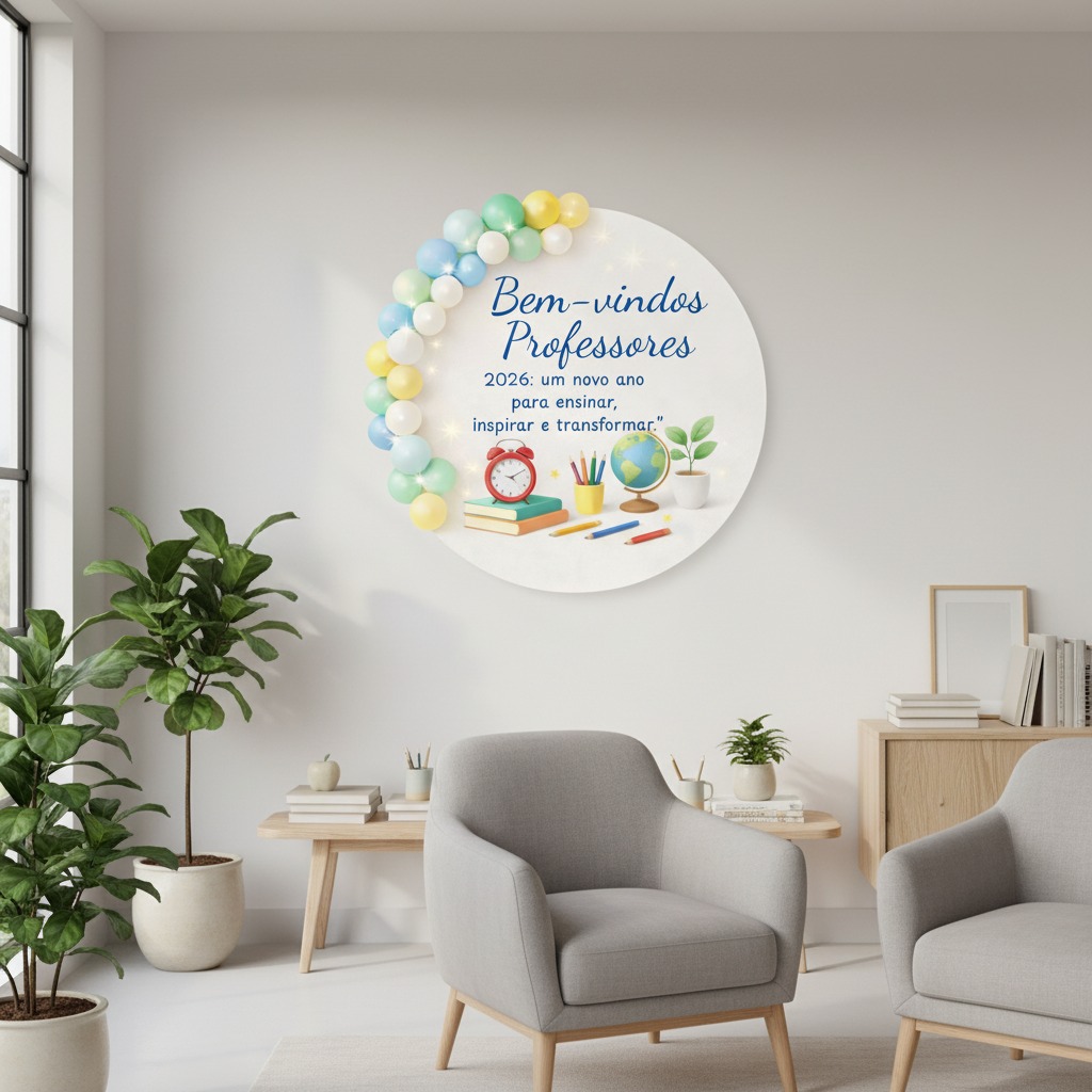 PAINEL BEM-VINDOS PROFESSORES 2026 AZUL - Imagem 3