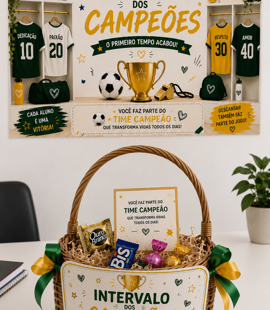 Painel Intervalo dos Campeões | Encerramento do 1º Semestre | Decoração para Sala dos Professores, Recepção e Escola
