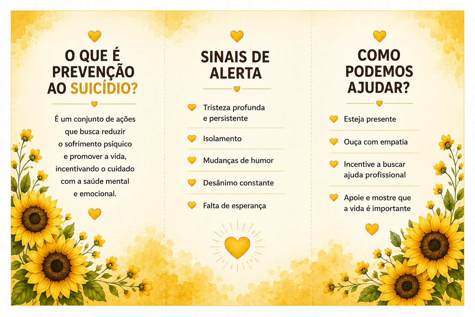 Kit Setembro Amarelo Completo | Painel + Faixa + Folder + Display + Plaquinhas | Decoração para UBS, Empresas, SIPAT, Escolas e Campanhas de Valorização da Vida - Imagem 12