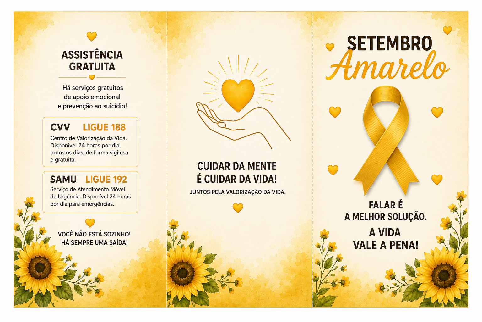 Kit Setembro Amarelo Completo | Painel + Faixa + Folder + Display + Plaquinhas | Decoração para UBS, Empresas, SIPAT, Escolas e Campanhas de Valorização da Vida - Imagem 10